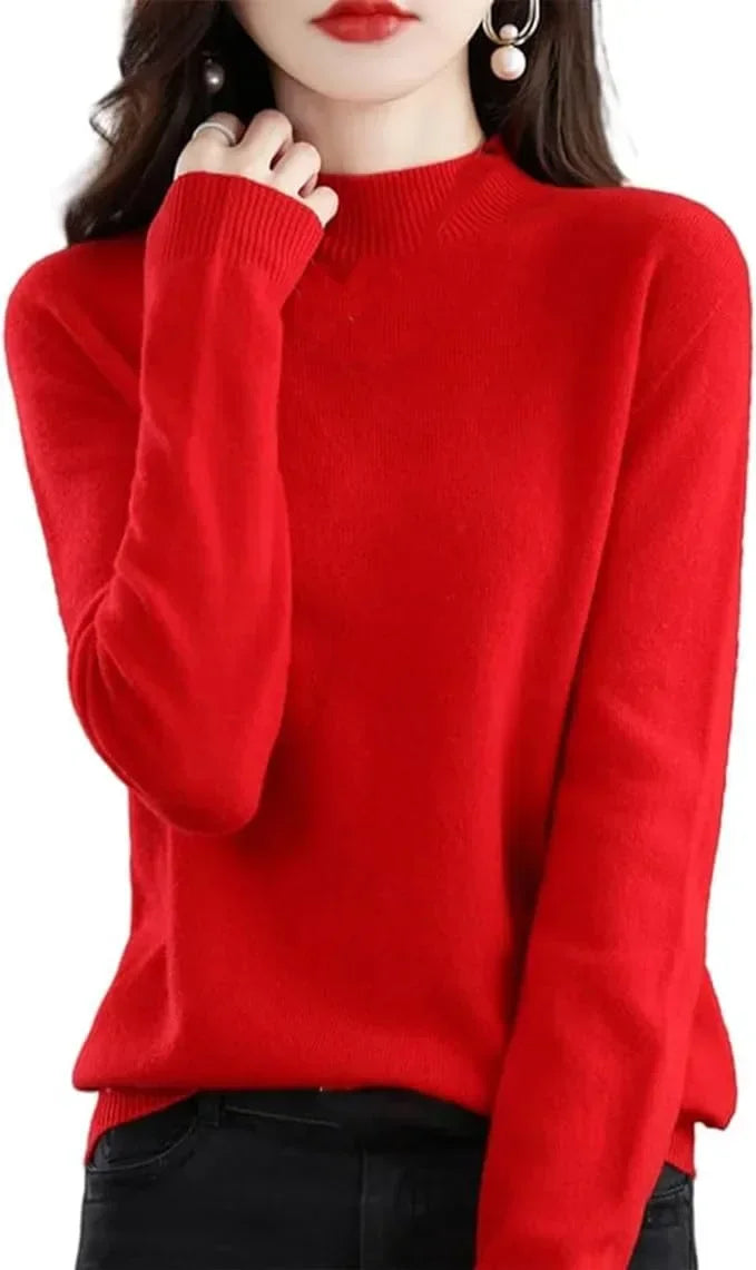 Autumn Winter Women Sweaters Long Sleeve Thick Warm Knitwears Pullovers Mock Neck Loose Sweater Korean Fashion Bottoming Shirt