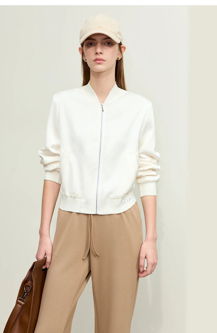 AMII Minimalism Jacket Woman Baseball Jacket Embroidery Letter Zipper 2023 Spring New Casual Women's Clothes Female Top 72331004