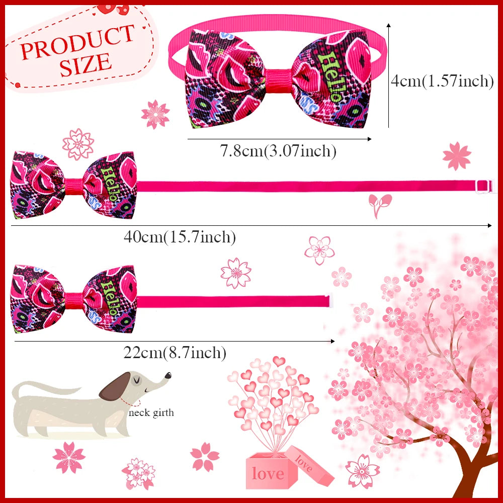 10pc Dog Bow Tie Valentine's Day Dog Grooming Accesories Pink Love Pets Dogs Bowties Neckties Spring  Samll Dog Accessories