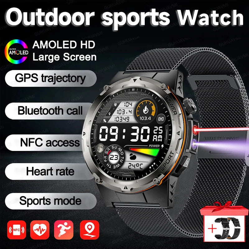 NEW For XIAOMI Outdoor Sports Smart Watch Men GPS Trackr Health Monitor BT Call NFC UV infrared Laser 5ATM Waterproof Smartwatch