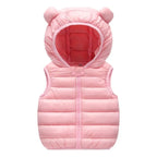 New Baby Boys Girls Warm Down Vest Autumn Winter Cotton Waistcoat With Ears Kids Outerwear Children Clothing Hooded Jacket Vests