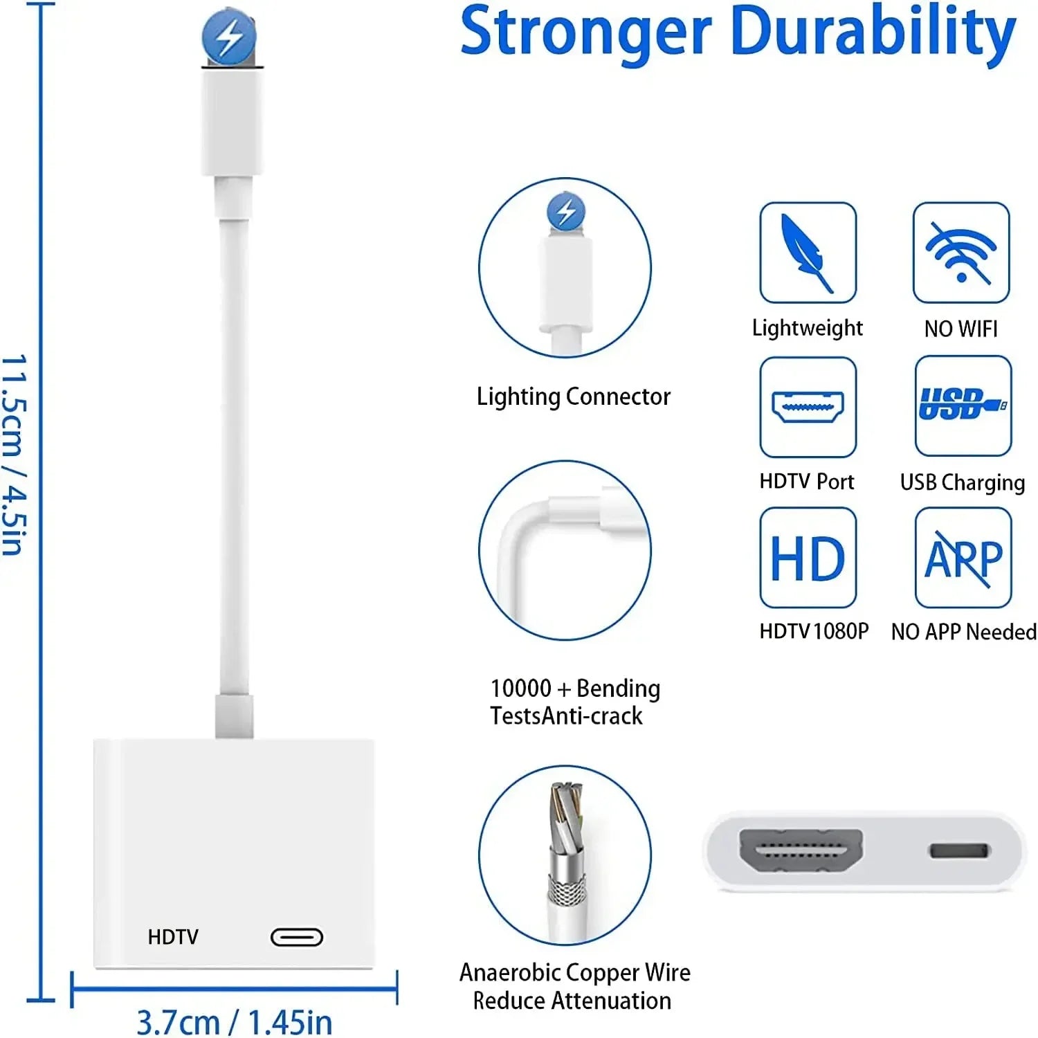 For 8 PIN to HDTV Digital AV Adapter 1080P HDTV Sync Screen Digital Audio AV Converter for HDTV/Projector/Monitor iPhone 15