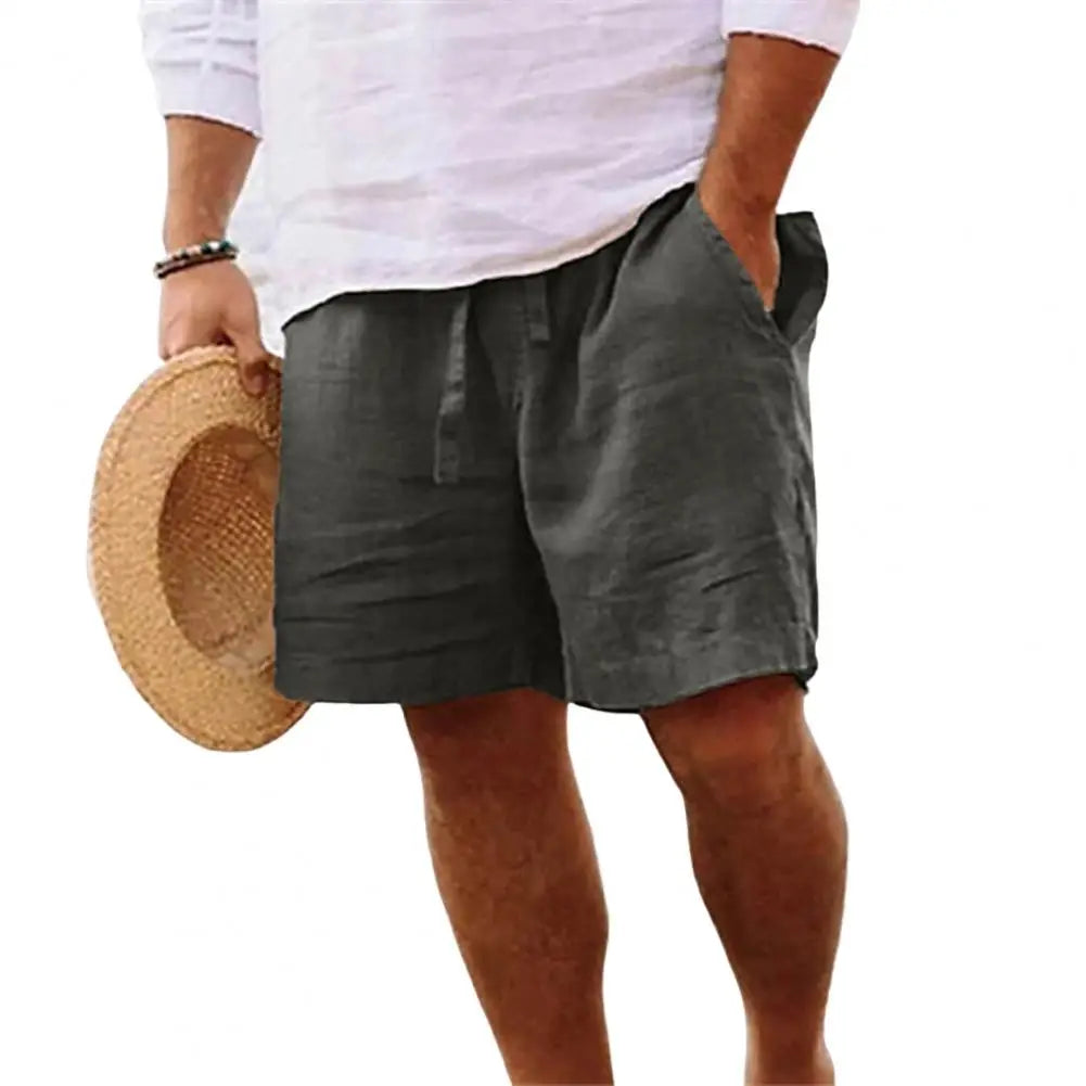 2024 New Men'S Cotton Linen Shorts Pants Male Summer Breathable Solid Color Linen Short Trousers Fitness Streetwear M-4xl