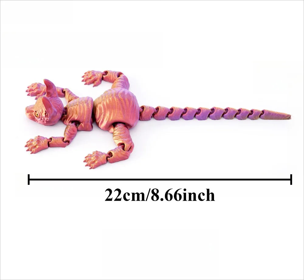 3D Printed Sphynx Cat Animals Toy Realistic Hairless Figurine Articulated Cat Fidget Toy for Cat Lover Collector Home Decoration