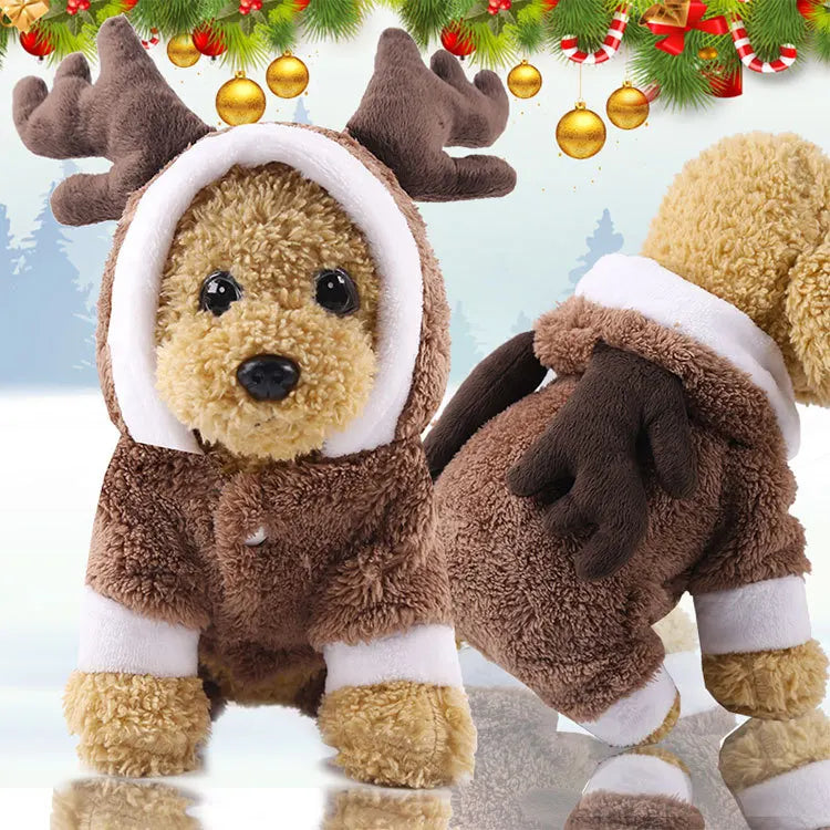 Pet Dog Cat Halloween Christmas Costume Cosplay Elk Dog Costumes for Small Dogs Winter Warm Dog Cat Clothes