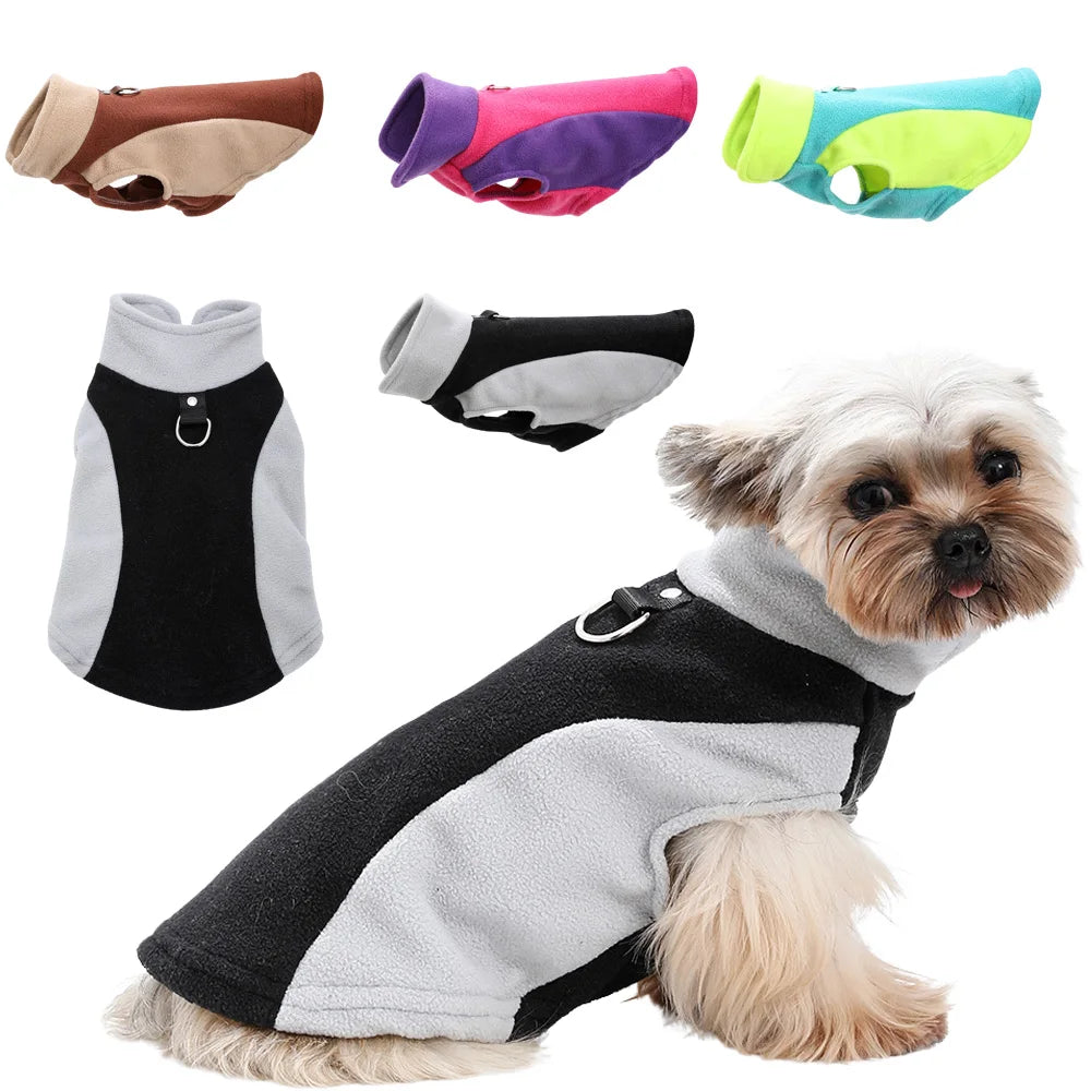 Winter Warm Dog Clothes Pet Jacket Vest with D-Ring For Small Dogs Cats Soft Fleece Clothing French Costumes Chihuahua Outfits