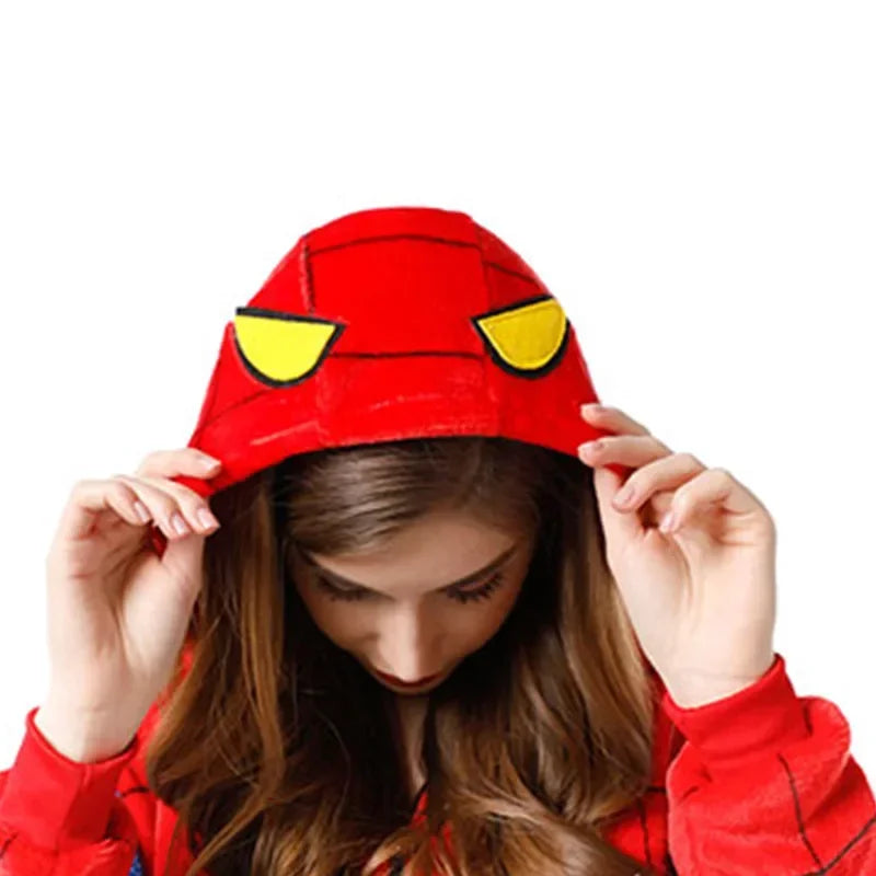 Boy Girl Children Spider Red Pajamas Set Flannel Kids Animal Cartoon Cosplay Hooded Pijama infantil Kigurumi Sleepwear
