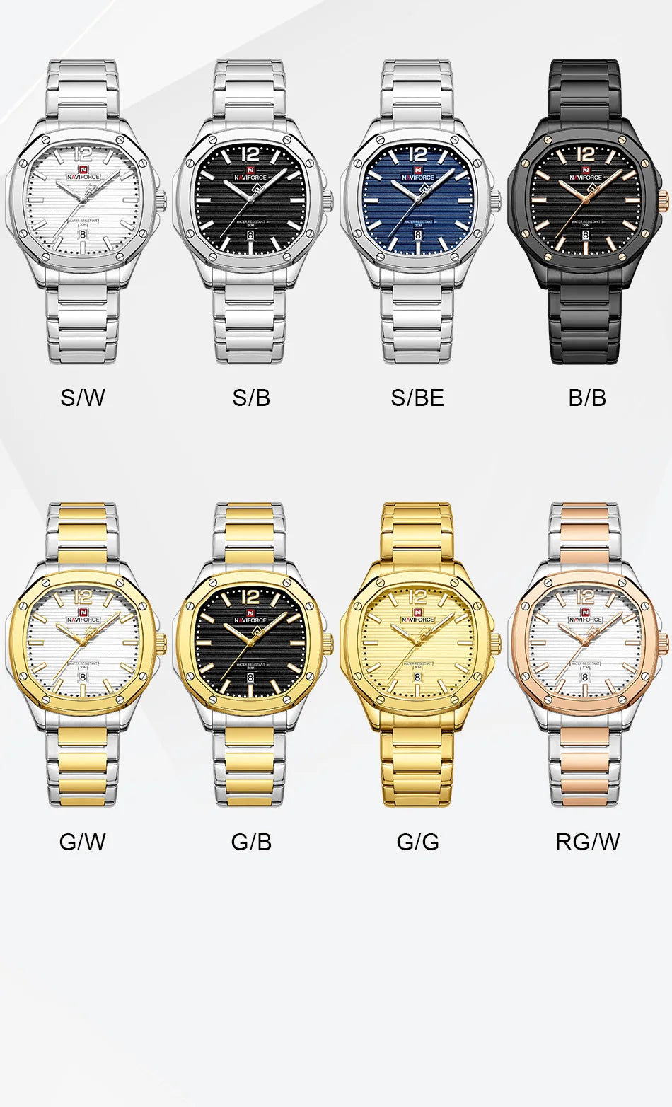 NAVIFORCE Men Luxury Brand Watches Military Sport Mens Wrsitwatches Full Steel Quartz Clock Men's Waterproof Business Watch