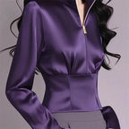 Luxury Satin Shirt Women's Spring Summer New Coat Unique Beautiful Waist Jacket French High-Grade Outerwear Female Overcoat Tops