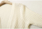 Women 55% Mulberry Silk 45% Cotton Shawl Wrap Hollow out Coat Top Cardigan Long Sleeve Blouse Shirt LY031