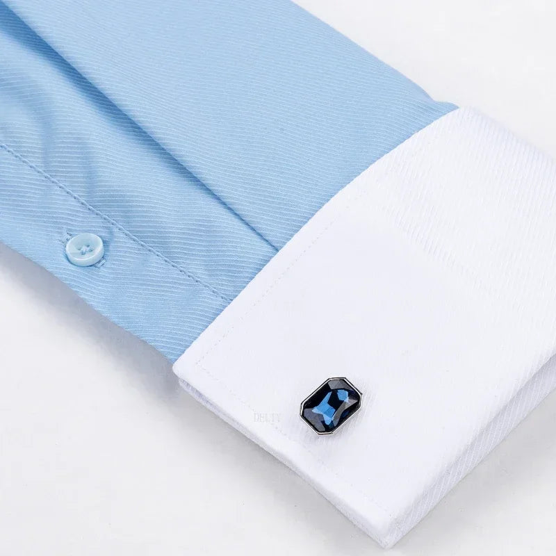 2024 Niche Chic Double Folded Sleeve Windsor Collar  Business Long-sleeved Shirt Men's High-grade  Dress random French Cufflinks