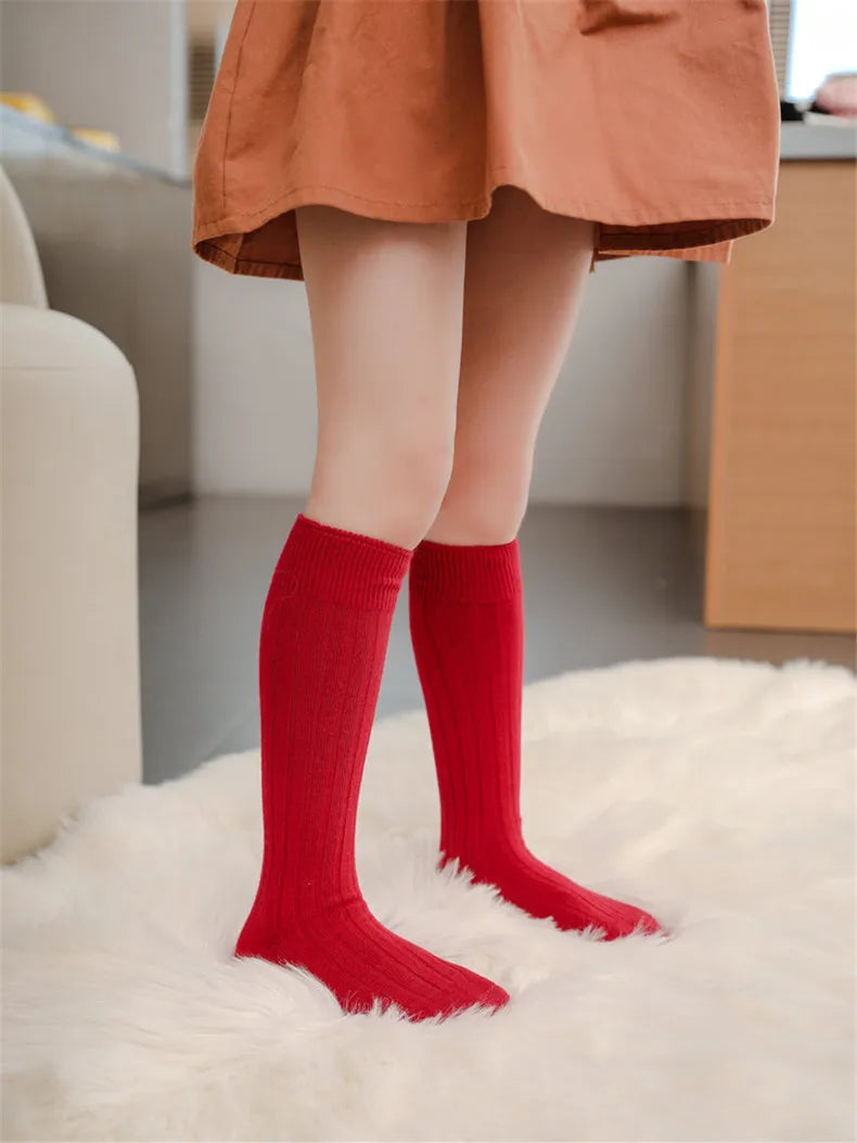 3Pairs/Lot Baby Knee High Socks Kids Girls Boys Soft Cotton Long Sock Cute Spanish Stripe Solid Children Socken For 0-8Years