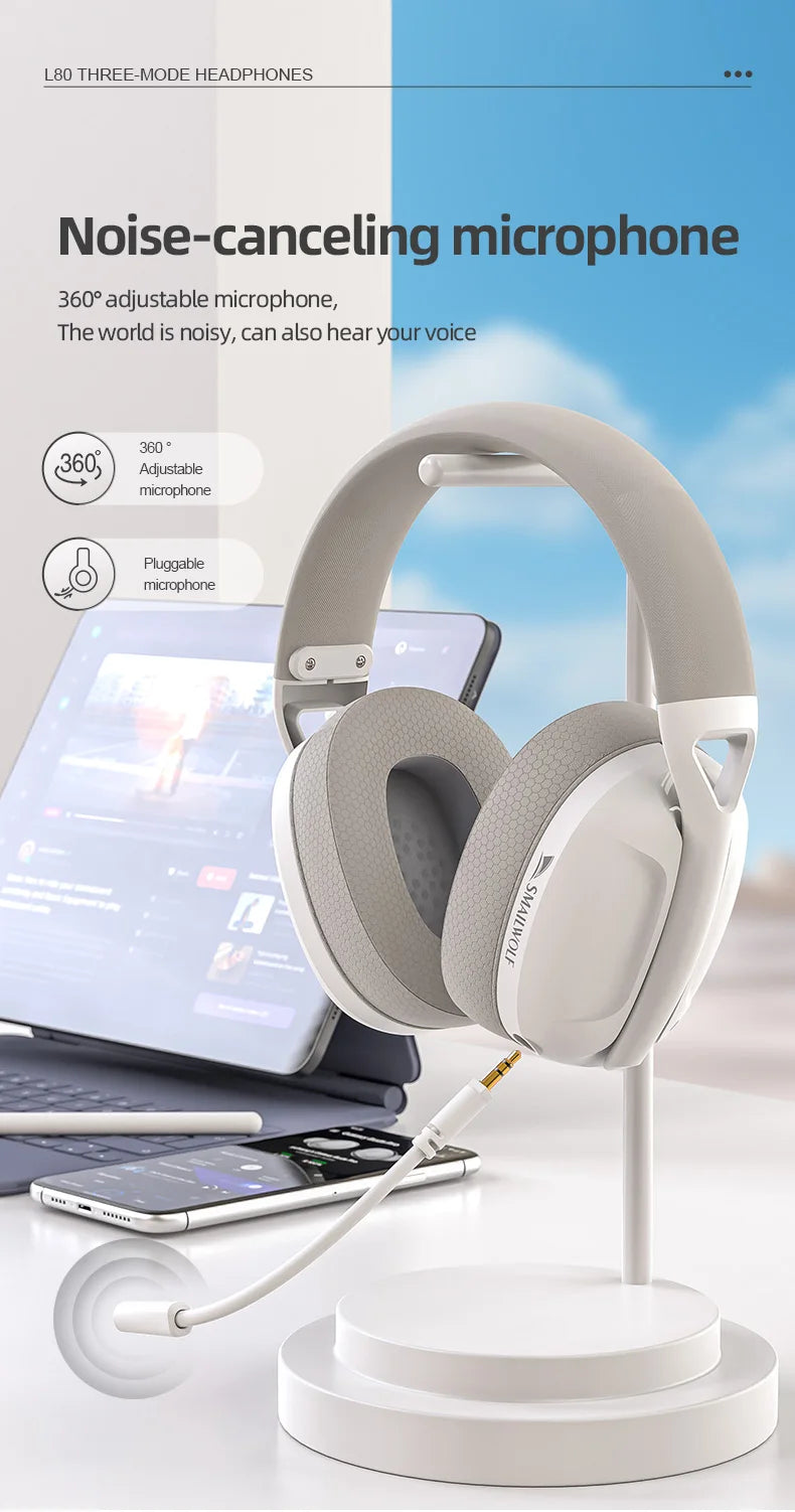 SMAILWOLF L80 Bluetooth wireless wired three-mode gaming headset laptop home lightweight headset with microphone