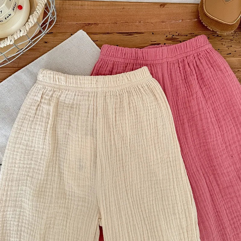 9m-6y Kids Clothing Summer Thin Solid Color Anti Mosquito Pants Baby Boys And Girls Loose Casual Trouser Simple Fashion Bloomers