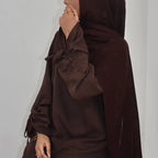 Eid Women Modest Dress Abaya String Sleeve Muslim Caftan Robe Morocco Dubai Kaftan Islam 2025 Vestidos Largos Jalabiya Ramadan