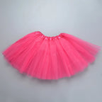 Girl Elastic Ballet Dancewear Tutus Mini Skirt For Birthday Party Dance 3 Layer Tulle Tutu Skirt for Kids Princess 2-8Y Girls