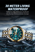 2025 Quartz Watch for Men Luxury Diamonds Gold Watch Waterproof Luminous Stainless Steel Business Men's Quartz Watch Mens Watch