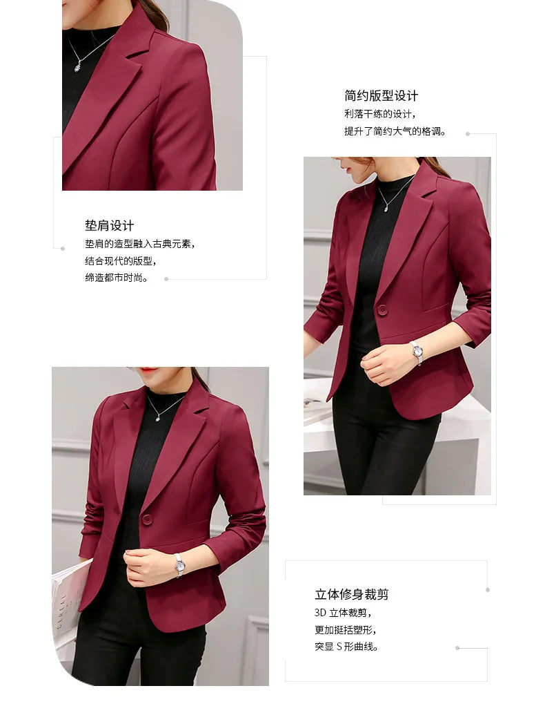 Spring New Women's Long-sleeved Suit Jacket, Korean Style Slim Short Coat Women, Asian Size M-XXXL, Girl's Blazers