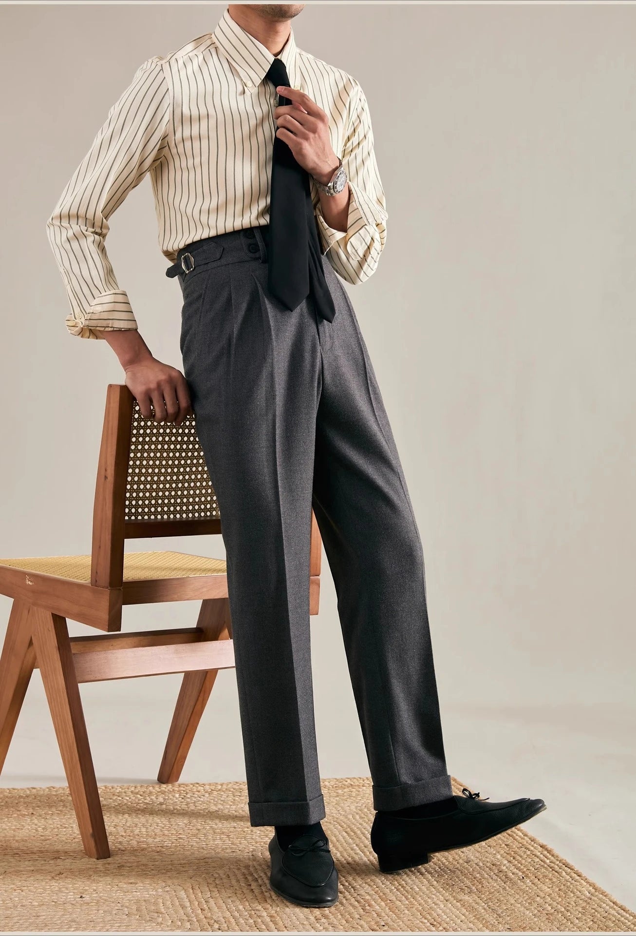 Italian Naples Trousers High Waisted Straight Men's Business Casual Pants High-end Elegant Retro Suit Pants Banquet Wedding