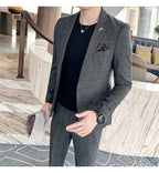 Men Luxury Slim Fit Check Suits Men Boutique Business Casual Formal Suits Sets Blazers+Pants Wedding Social Tuxedo Dress Homme