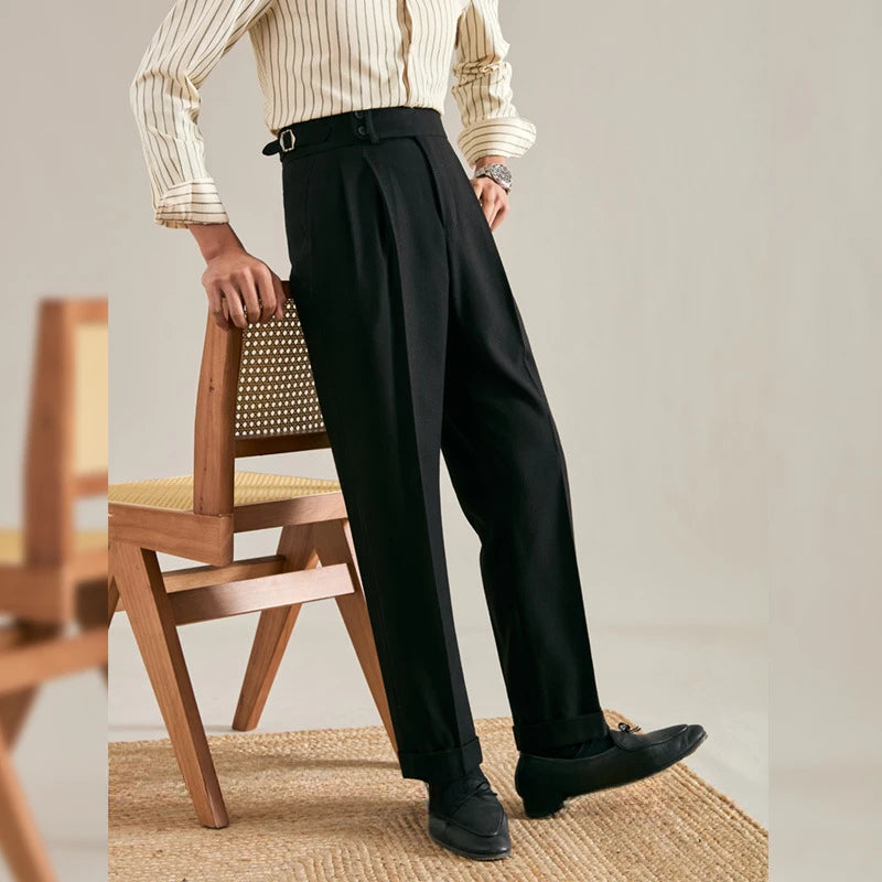 Italian Naples Trousers High Waisted Straight Men's Business Casual Pants High-end Elegant Retro Suit Pants Banquet Wedding
