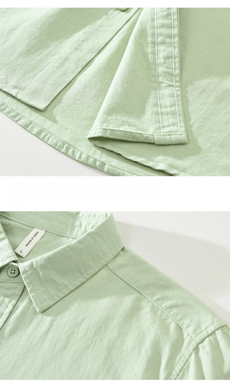 2025 Spring New Casual 100% Cotton Long Sleeve Shirt for Men Multi-color Simple Solid Color Classic Daily Shirts CM6651