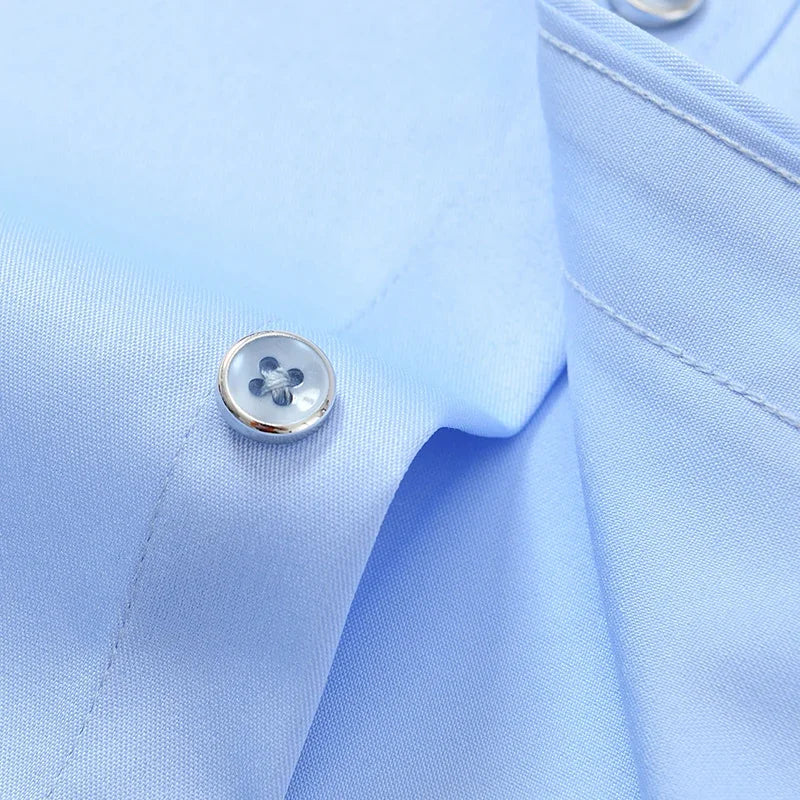 2023 Non-Iron Solid  Soft Easycare Stretch Shirts Men Spandex Long Sleeve Dress Shirt Men Office Shirts Men Clothing