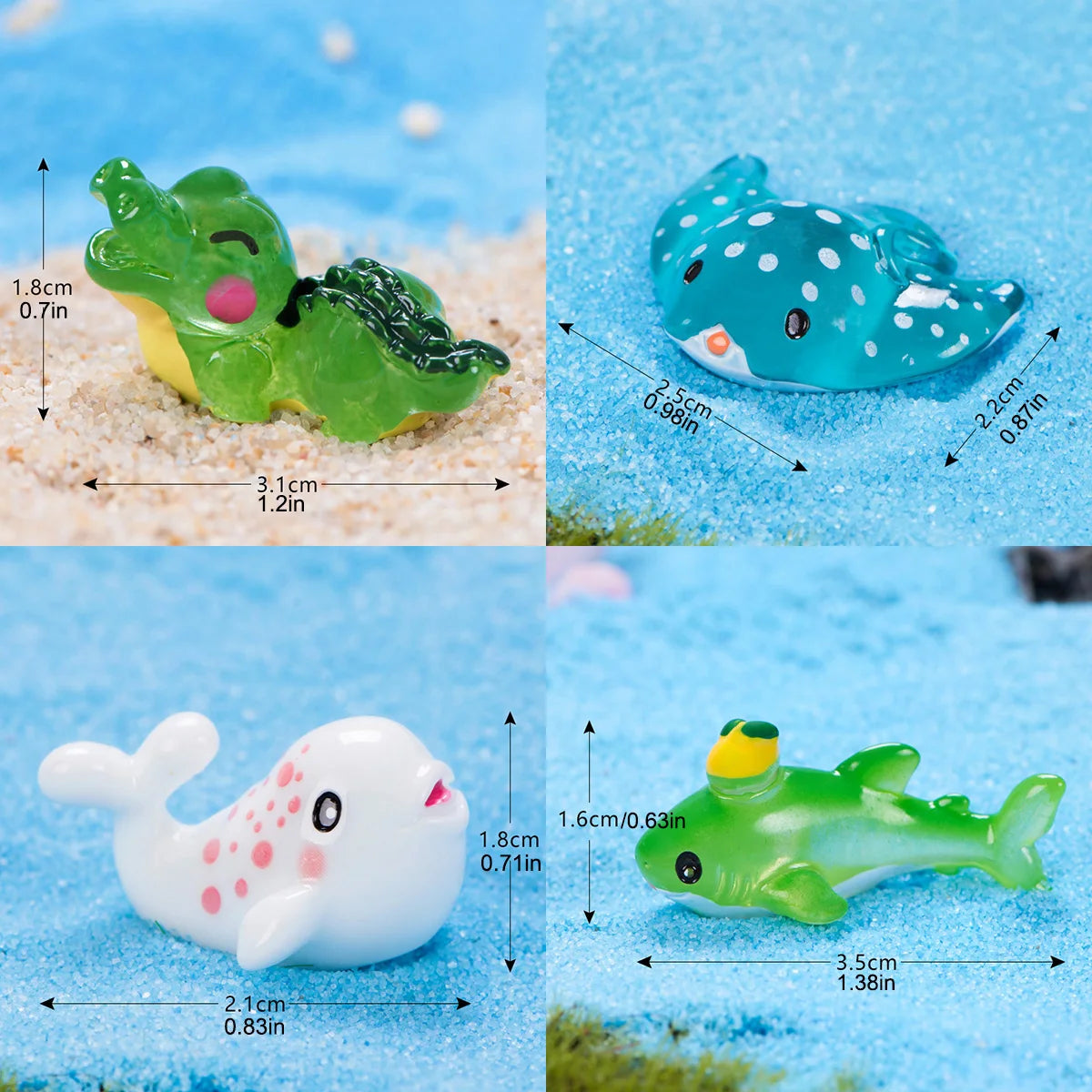 Mini Ocean Resin Animals Tiny Sea Animals Figurines Marine Miniature Animals Aquarium Ornaments Home Decorations