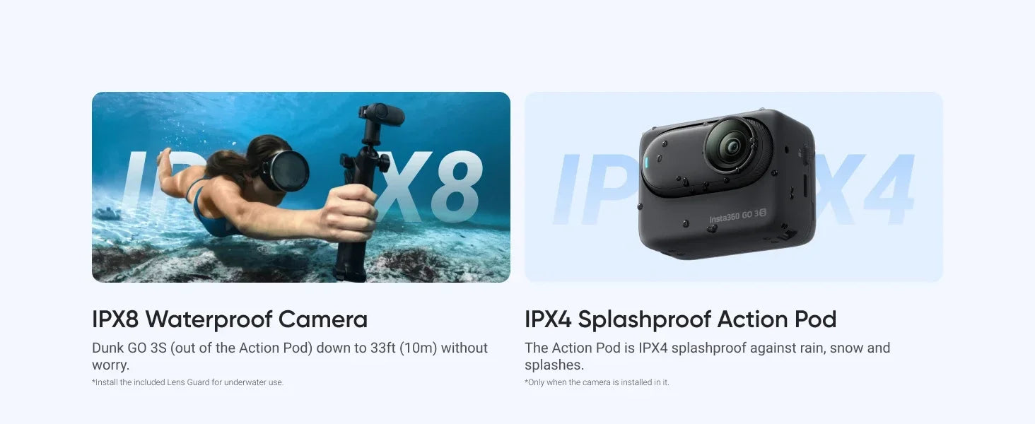 Insta360 GO 3S 4K Tiny Portable Vlogging Camera,Hands-Free POVs,Mount Anywhere,Stabilization,140 Min Battery Life,10m Waterproof