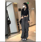 Bla Summer Thin Wide Leg Workwear Pants Qui Dry Jazz Dance Loose Fit Sports Casual Straight Leg Trousers for Women
