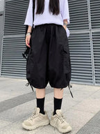 Zoki Streetwear Harajuku Oversize Bf Cargo Shorts Hip Hop Fashion High Waist Women Big Pockets Casual Shorts Summer Loose Shorts