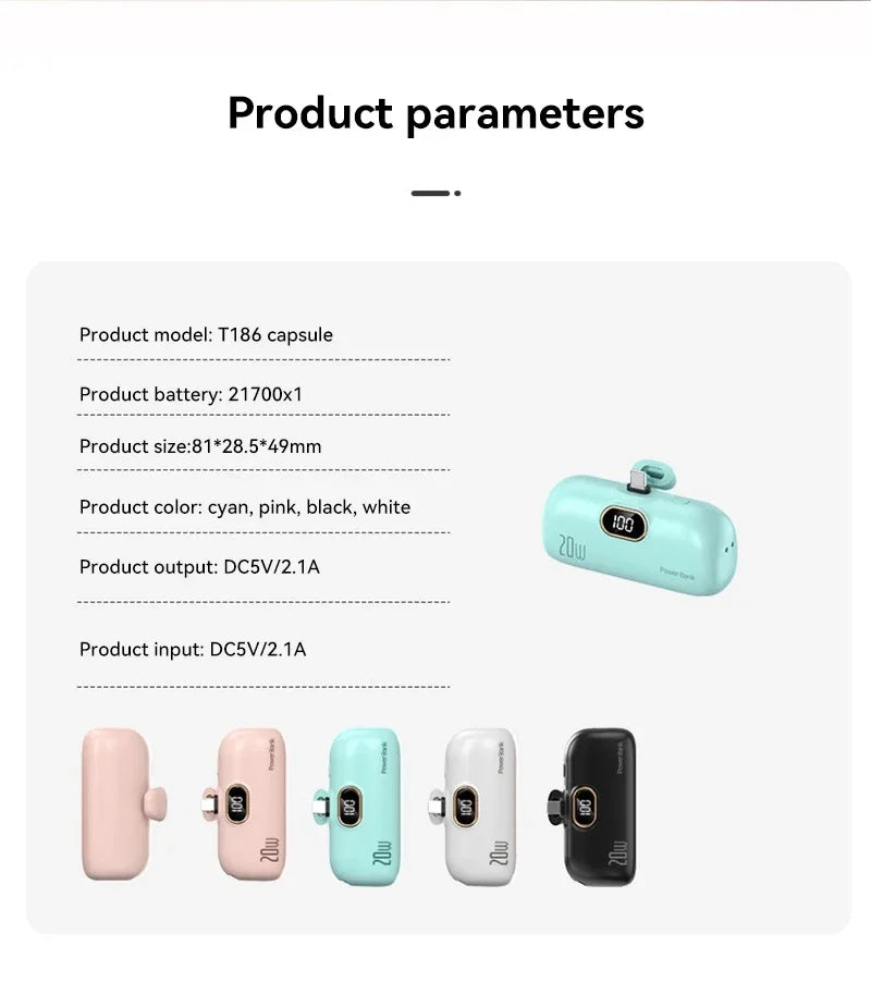 Oneplus  Mini Capsule 30000mAh Power Bank Portable Mobile Power Supply Emergency External Battery Fast Charger For iPhone Xiaomi