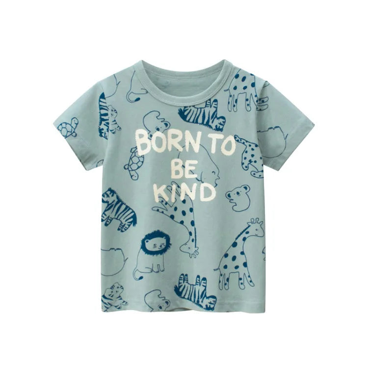 Children Short Sleeve T-shirts Korean Version Kids Clothing Boy Baby Cotton Tees 2-9 Years Summer Cartoon Tops