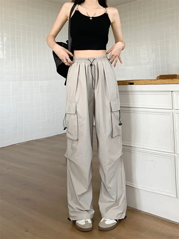 High Waist Wide Leg Workwear Pants Women's Spring 2024 Loose Sun Protection Casual Sports Thin Style Fashionable Trousers