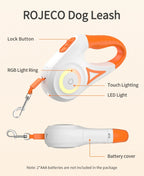 3/5M Automatic Dog Leash Retractable LED Luminous Leading Fashion Light Straps for Dog Puppy Pet Flexi Walking Running Lead