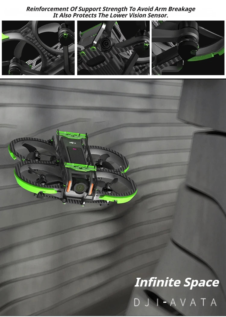 Real Carbon Fiber for Dji Avata 2 Full Protection Lightweight Anti-Fall Drone Guard Armor Protective Armor Kit Drone Accessories