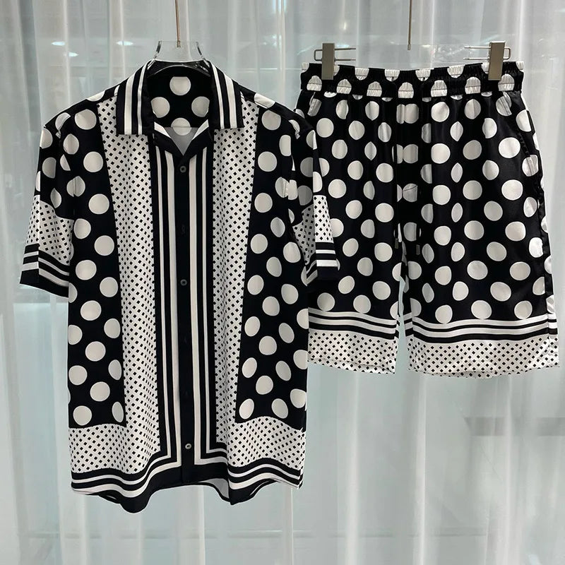 Royal luxury digital printed men's set fashion two-piece shorts set high-quality summer short sleeved shirt Allen Sen Trendy Clo
