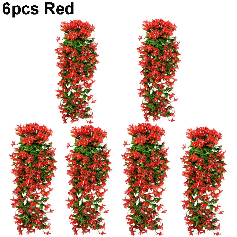 1/2/3/6pcs Artificial Flowers Garden Decor Artificial Flower Decoration Wedding Party Outdoor Courtyard Hanging Red Lily Flower