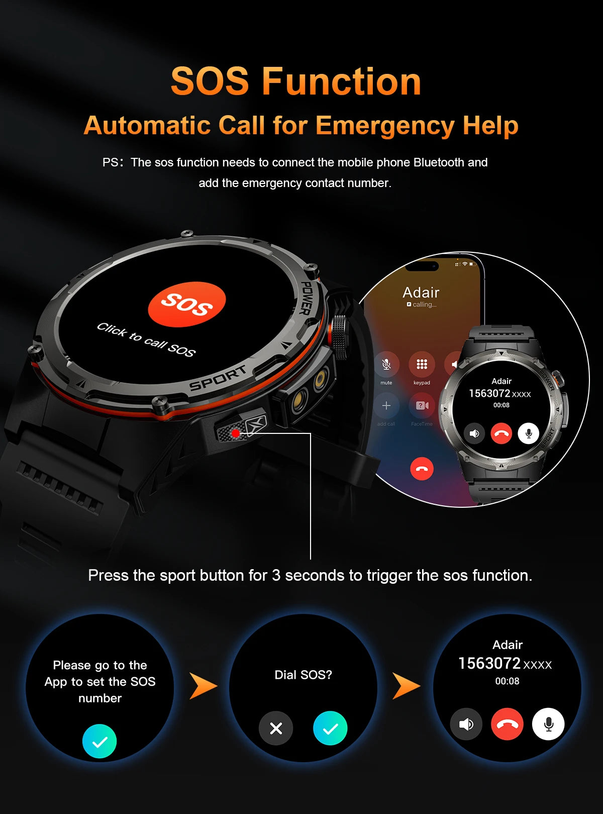 NEW For XIAOMI Outdoor Sports Smart Watch Men GPS Trackr Health Monitor BT Call NFC UV infrared Laser 5ATM Waterproof Smartwatch