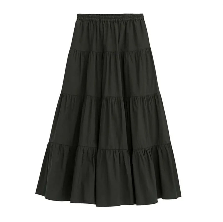 2024 Spring Autunm women Ruffle skirt fashion Summer cotton linen skirts long maxi party skirts red purple pink M-5XL 6XL 7XL