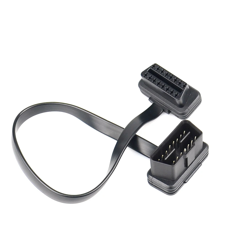 30/60/100CM Flat+Thin As Noodle 16 Pin Socket OBD OBDII 16Pin Male To Female Car Scanner OBD2 Extension Cable Connector