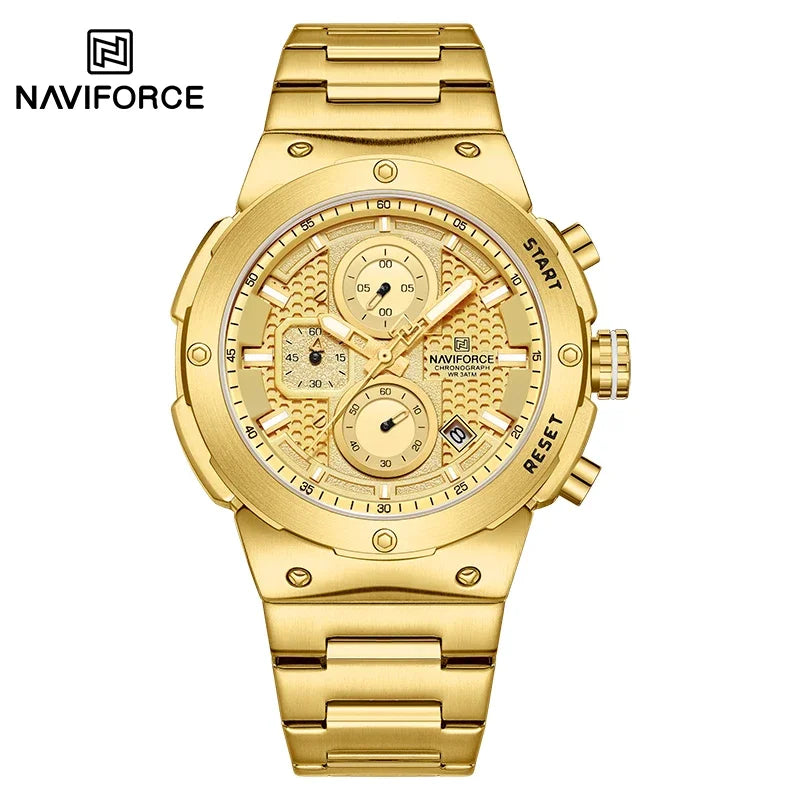 NAVIFORCE Man Quartz Top Brand Watch Luxury Luminous Chronograph Wristwatch Stainless Steel Waterproof Men Date Calendar Clock