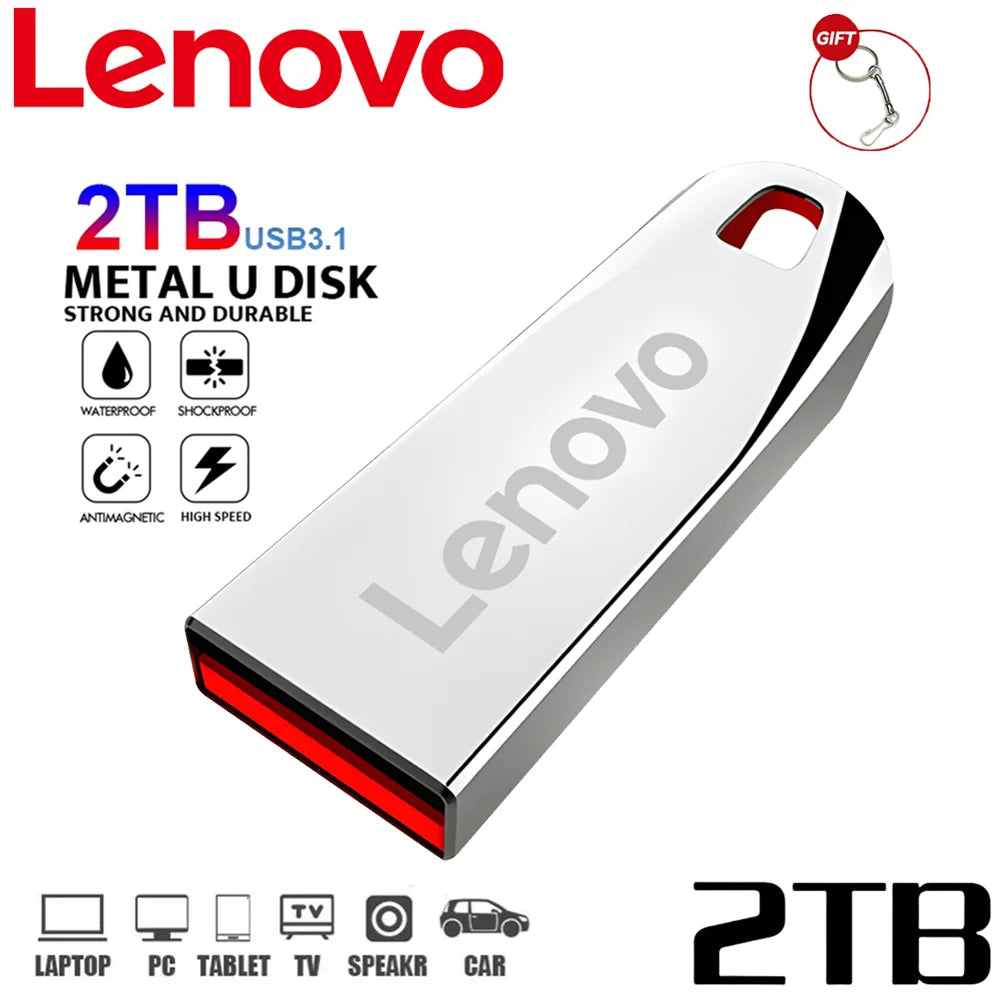 Lenovo U Disk 2TB 256GB 512GB Metal USB3.1 Dustproof Titanium Gamer Design USB  Flash Drive 128GB  Pen Drive 512GB 1TB