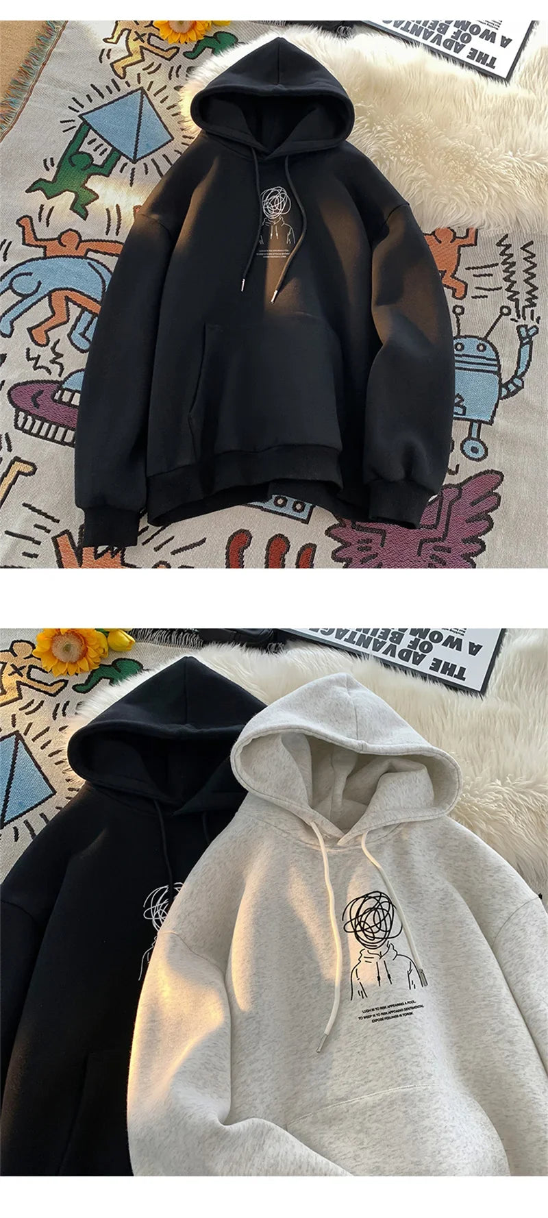 Funny Brainstorming Boy Graphic Hoodies For Men Hip Hop Fashion Baggy Sweatshirts Oversized Clothes Fleece Pullover Sweatshirts