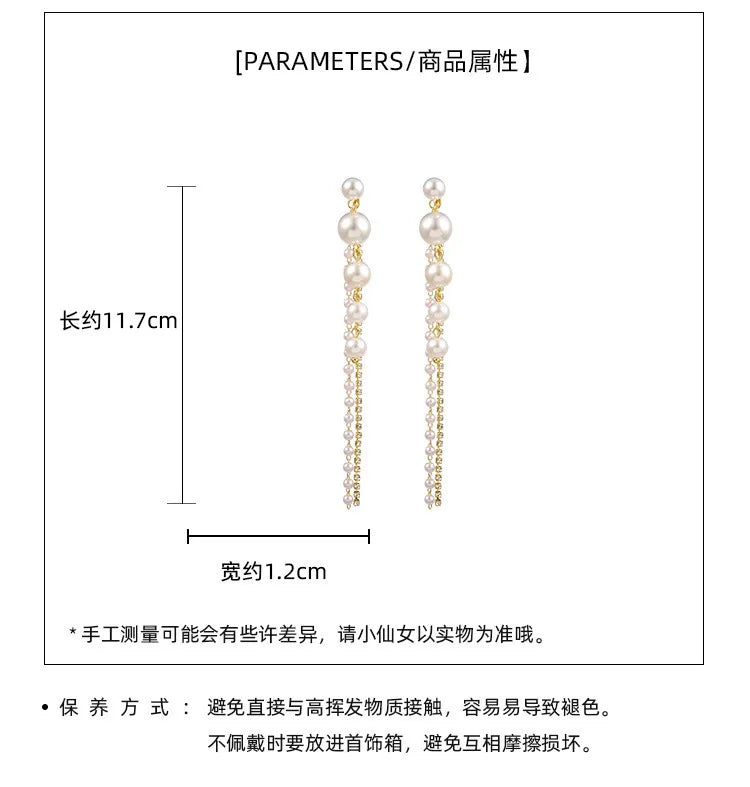 2022 Big Simulated Pearl Long Rhinestones Earrings Pearls Statement Clip on Earrings for Women Wedding Party Gift