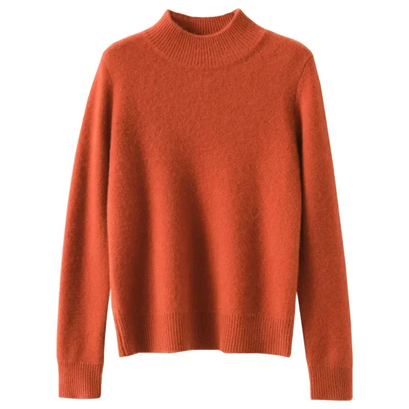 Autumn Winter Women Sweaters Long Sleeve Thick Warm Knitwears Pullovers Mock Neck Loose Sweater Korean Fashion Bottoming Shirt
