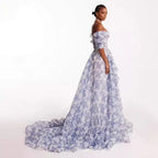 Sexy Fashion Long Sleeve Off Shoulder High Waist Corset Folds Evening Graduation Dress Robe Prom Elegant Women Long Party Dress