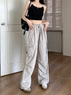 High Waist Wide Leg Workwear Pants Women's Spring 2024 Loose Sun Protection Casual Sports Thin Style Fashionable Trousers