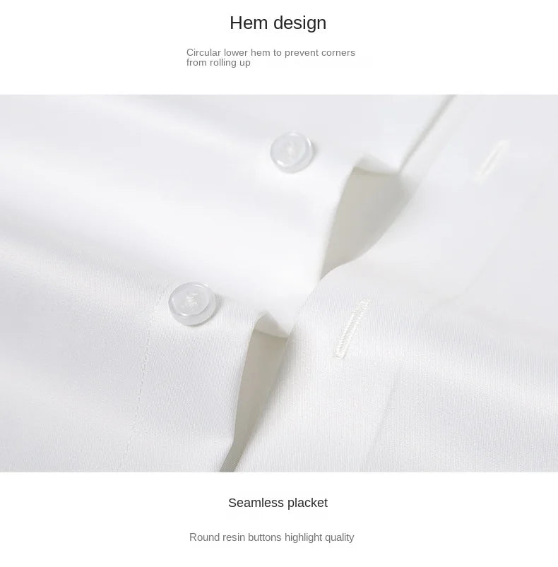 2023 Summer Short Sleeve High Density Silky Material Solid  Elastic Business Men Dress Shirts No Pocket Stretch Clothes