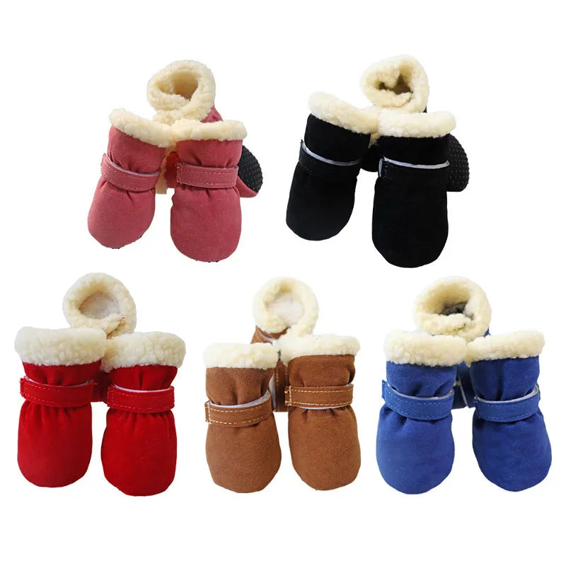 4Pcs /Set Winter Pet Shoes for Small Medium Dogs Windproof Boots Non Slip French Bulldog Chihuahua Shoes accesorios para perros